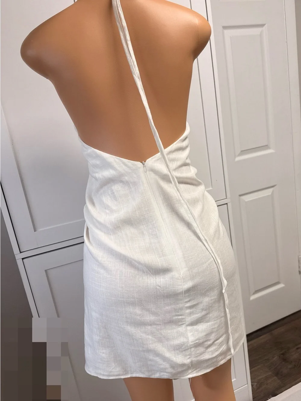 White Tie-Front Halter Dress